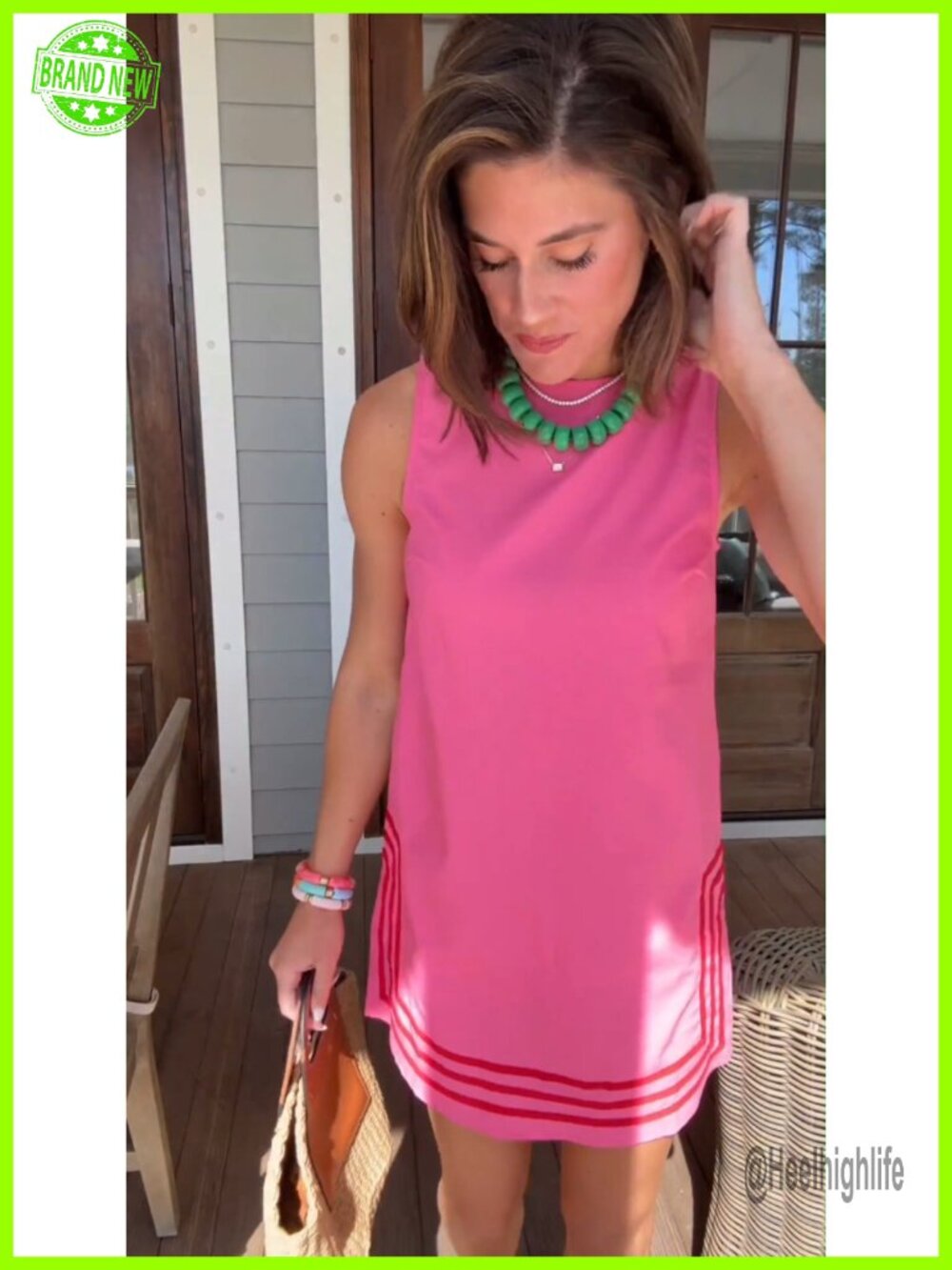 Sleeveless Crewneck A-Line Mini Dress with Keyhole Back - Picture 7 of 7